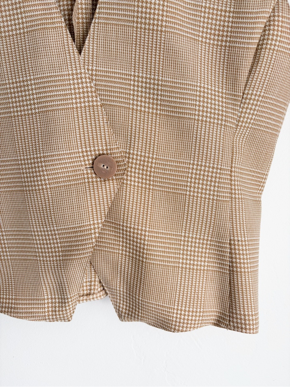 Vintage AGMIR Beige Plaid Houndstooth Vest, Size M - Made in Europe - Picture 3 of 10